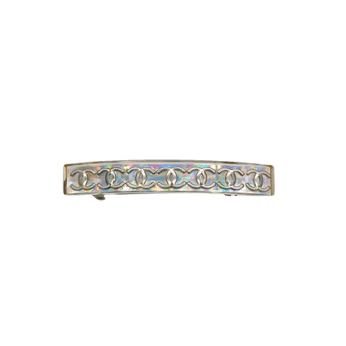 VINTAGE CHANEL VALLETTA COCOMARK SILVER CLEAR HAIR ACCESSORY 97P 90340529