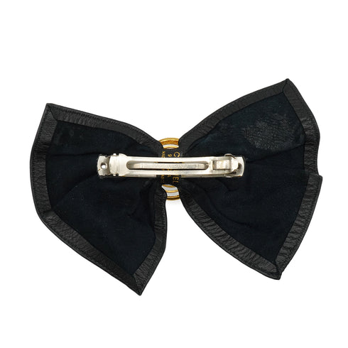 VINTAGE CHANEL VALLETTA RIBBON COCOMARK GOLD BLACK LEATHER HAIR ACCESSORY 94A 90340913