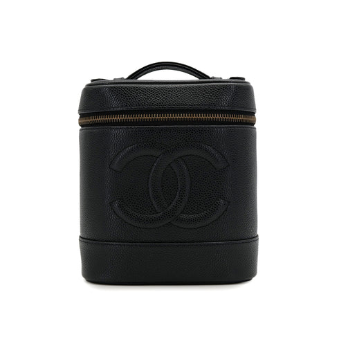 VINTAGE CHANEL VANITY HAND BAG BLACK CAVIAR SKIN 90319915