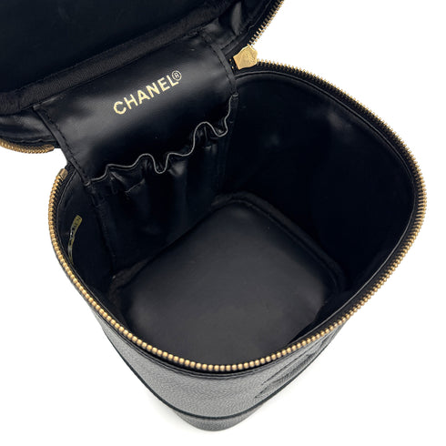 VINTAGE CHANEL VANITY HAND BAG BLACK CAVIAR SKIN 90319915