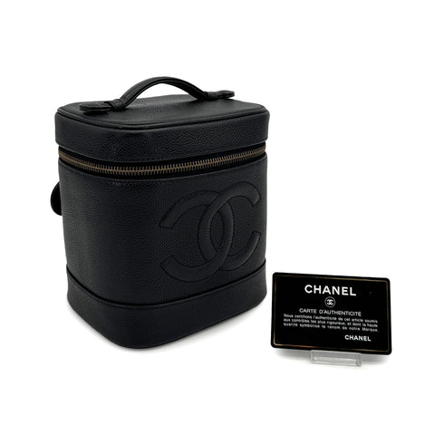 VINTAGE CHANEL VANITY HAND BAG BLACK CAVIAR SKIN 90319915