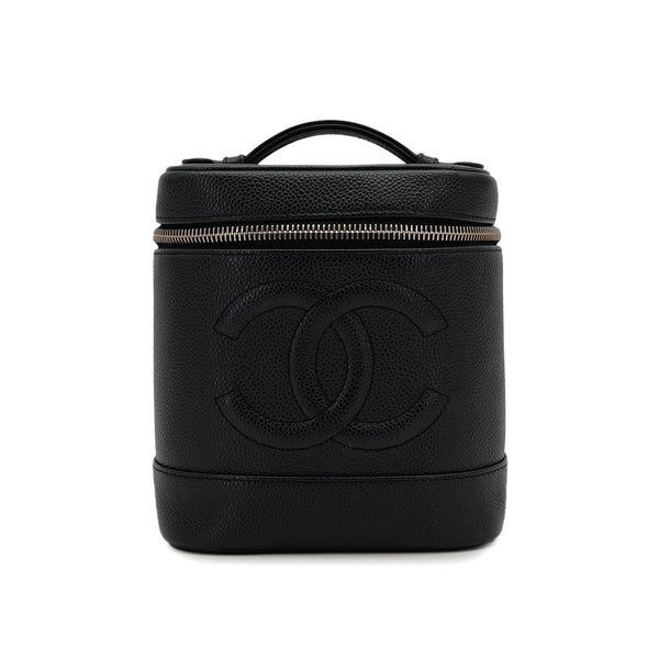 VINTAGE CHANEL VANITY HAND BAG BLACK CAVIAR SKIN 90319916