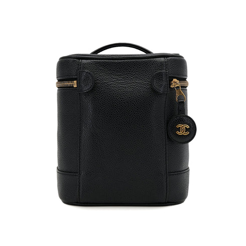 VINTAGE CHANEL VANITY HAND BAG BLACK CAVIAR SKIN 90319916