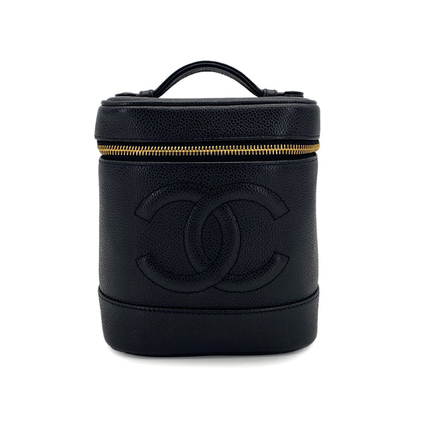 VINTAGE CHANEL VANITY HAND BAG BLACK CAVIAR SKIN 90324799