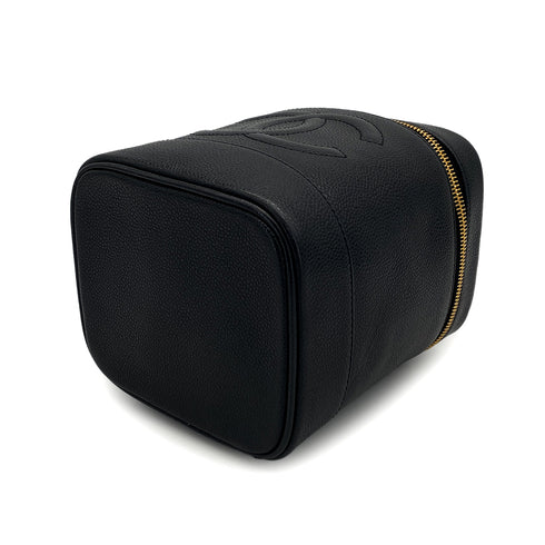 VINTAGE CHANEL VANITY HAND BAG BLACK CAVIAR SKIN 90324799