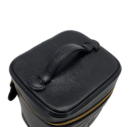 VINTAGE CHANEL VANITY HAND BAG BLACK CAVIAR SKIN 90324799