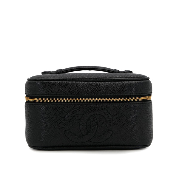 VINTAGE CHANEL VANITY HAND BAG BLACK CAVIAR SKIN 90325294