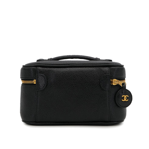 VINTAGE CHANEL VANITY HAND BAG BLACK CAVIAR SKIN 90325294