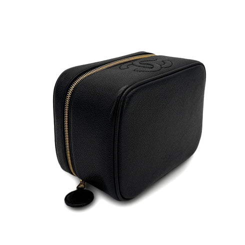 VINTAGE CHANEL VANITY HAND BAG BLACK CAVIAR SKIN 90325294