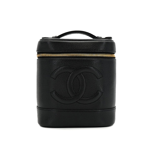 VINTAGE CHANEL VANITY HAND BAG BLACK CAVIAR SKIN 90326631