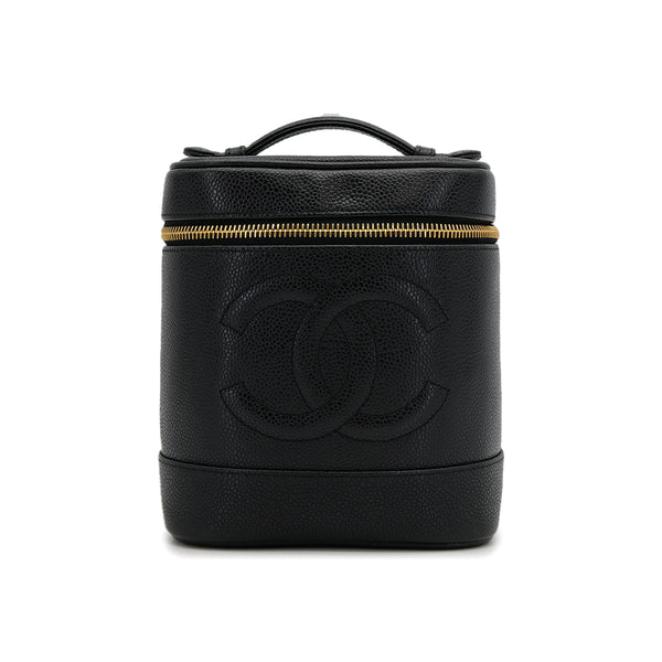 VINTAGE CHANEL VANITY HAND BAG BLACK CAVIAR SKIN 90313400