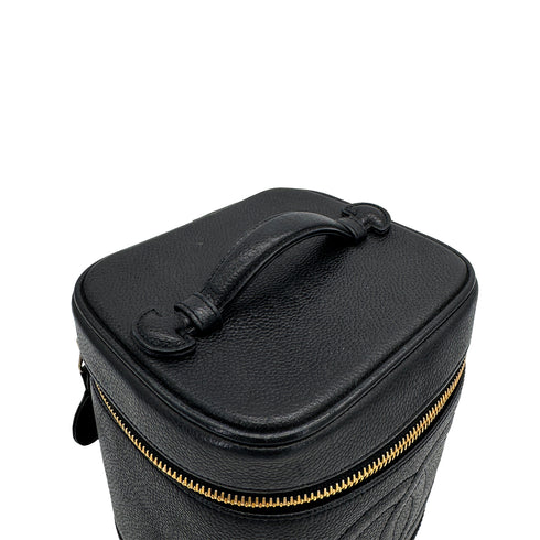 VINTAGE CHANEL VANITY HAND BAG BLACK CAVIAR SKIN 90313403