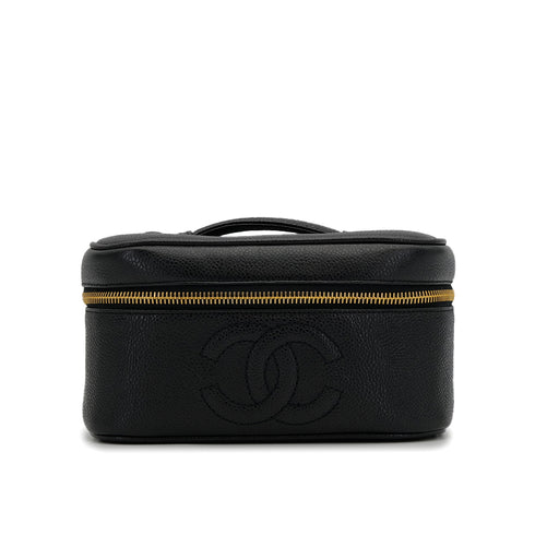 VINTAGE CHANEL VANITY HAND BAG BLACK CAVIAR SKIN 90313584