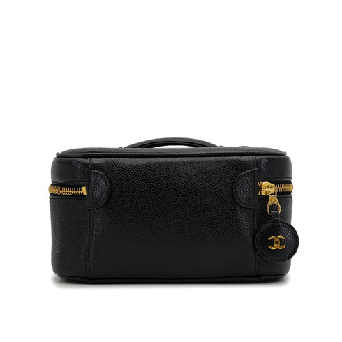 VINTAGE CHANEL VANITY HAND BAG BLACK CAVIAR SKIN 90313584