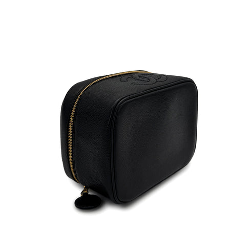 VINTAGE CHANEL VANITY HAND BAG BLACK CAVIAR SKIN 90313584
