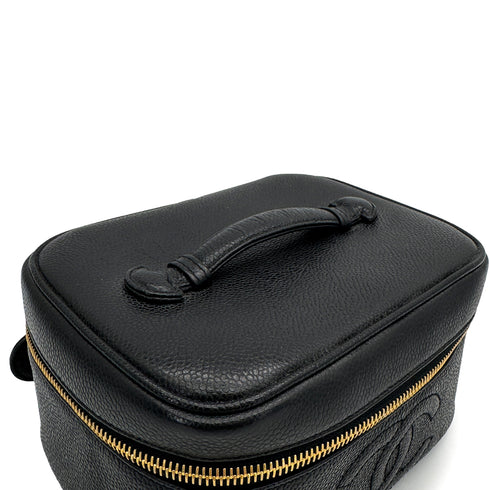 VINTAGE CHANEL VANITY HAND BAG BLACK CAVIAR SKIN 90313584