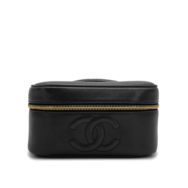 VINTAGE CHANEL VANITY HAND BAG BLACK CAVIAR SKIN 90325806