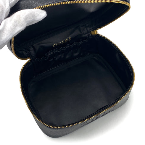 VINTAGE CHANEL VANITY HAND BAG BLACK CAVIAR SKIN 90325806