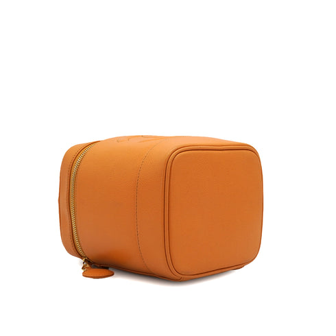 VINTAGE CHANEL VANITY HAND BAG ORANGE CAVIAR SKIN GOLD HARDWARE 90350341
