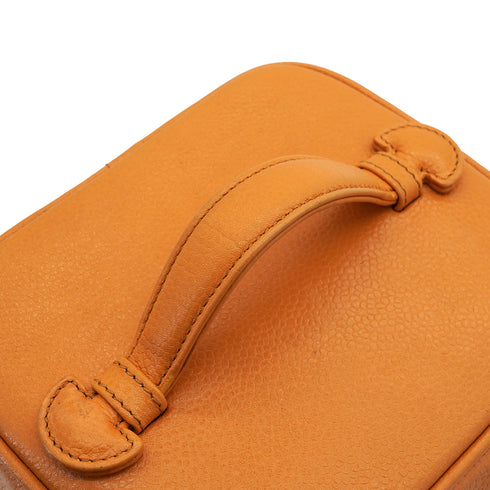 VINTAGE CHANEL VANITY HAND BAG ORANGE CAVIAR SKIN GOLD HARDWARE 90350341