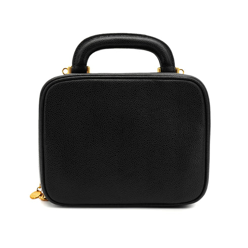 VINTAGE CHANEL VANITY HAND SHUOLDER BAG BLACK CAVIAR SKIN GOLD HARDWARE 90331860