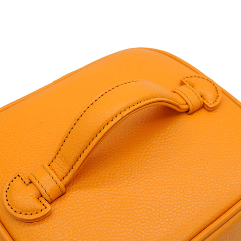 VINTAGE CHANEL VANITY HAND SHUOLDER BAG YELLOW CAVIAR SKIN GOLD HARDWARE 90346987