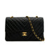 VINTAGE CHANEL CHEVRON V STITCH CHAIN SHOULDER BAG BLACK LAMB SKIN GOLD HARDWARE 90321162
