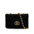 VINTAGE CHANEL V STITCH RHINESTONE COCOMARK BIJOU CHAIN SHOULDER BAG BLACK SATIN GOLD HARDWARE 90343941