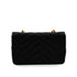 VINTAGE CHANEL V STITCH RHINESTONE COCOMARK BIJOU CHAIN SHOULDER BAG BLACK SATIN GOLD HARDWARE 90343941