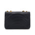 VINTAGE CHANEL WAVE STITCH CHAIN SHOULDER BAG NAVY LAMB SKIN GOLD HARDWARE 90325338
