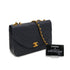 VINTAGE CHANEL WAVE STITCH CHAIN SHOULDER BAG NAVY LAMB SKIN GOLD HARDWARE 90325338