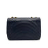 VINTAGE CHANEL WAVE STITCH CHAIN SHOULDER BAG NAVY LAMB SKIN GOLD HARDWARE 90327393