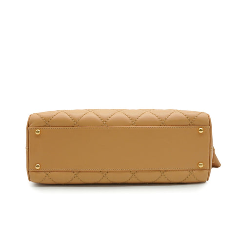 VINTAGE CHANEL WILD STITCH HAND BAG BEIGE LEATHER GOLD HARDWARE 90347929