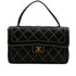 VINTAGE CHANEL WILD STITCH HAND BAG BLACK LEATHER GOLD HARDWARE 90345993