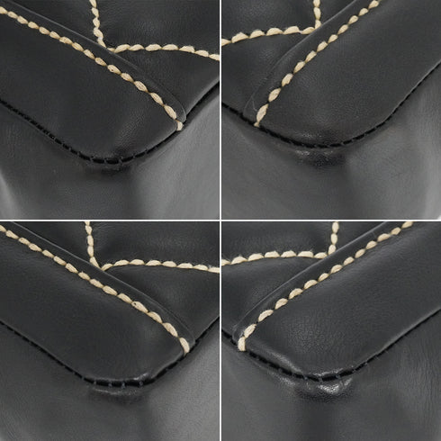 VINTAGE CHANEL WILD STITCH HAND BAG BLACK LEATHER GOLD HARDWARE 90345993