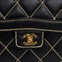 VINTAGE CHANEL WILD STITCH HAND BAG BLACK LEATHER GOLD HARDWARE 90345993