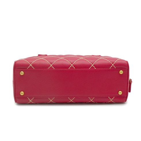 VINTAGE CHANEL WILD STITCH HAND BAG PINK LEATHER GOLD HARDWARE 90344097