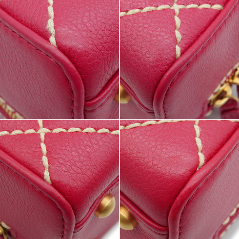 VINTAGE CHANEL WILD STITCH HAND BAG PINK LEATHER GOLD HARDWARE 90344097