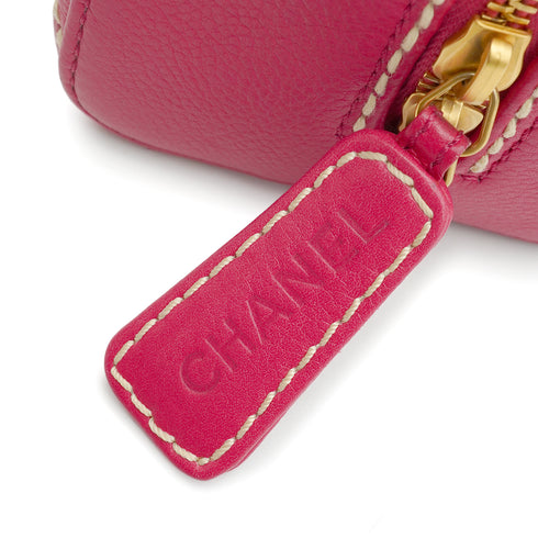 VINTAGE CHANEL WILD STITCH HAND BAG PINK LEATHER GOLD HARDWARE 90344097