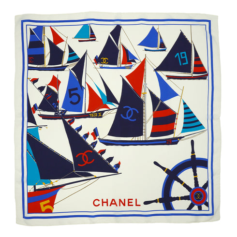 VINTAGE CHANEL YACHT PATTERN SCARF MULTICOLOR SILK 90330710