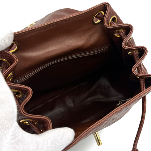 VINTAGE MATELASSE CHAIN BACK PACK BROWN CAVIAR SKIN GOLD HARDWARE 90325342