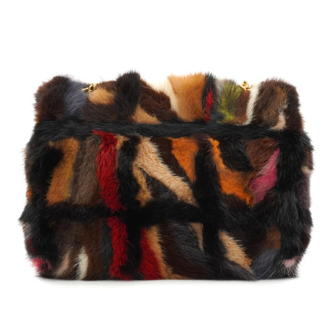 VINTEGE CHANEL CHAIN SHOULDER BAG MULTI COLOR MINK FUR LEATHER GOLD HARDWARE 90343940