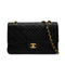 VINTEGE CHANEL CLASSIC FLAP MEDIUM CHAIN SHOULDER BAG BLACK LAMB SKIN GOLD HARDWARE 90335302