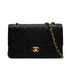VINTEGE CHANEL CLASSIC FLAP MEDIUM CHAIN SHOULDER BAG BLACK LAMB SKIN GOLD HARDWARE 90335302