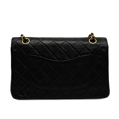 VINTEGE CHANEL CLASSIC FLAP MEDIUM CHAIN SHOULDER BAG BLACK LAMB SKIN GOLD HARDWARE 90335302
