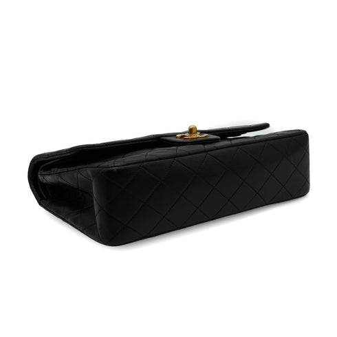 VINTEGE CHANEL CLASSIC FLAP MEDIUM CHAIN SHOULDER BAG BLACK LAMB SKIN GOLD HARDWARE 90335302