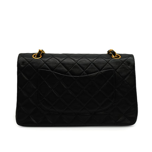 VINTEGE CHANEL CLASSIC FLAP MEDIUM CHAIN SHOULDER BAG BLACK LAMB SKIN GOLD HARDWARE 90335603