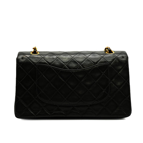 VINTEGE CHANEL CLASSIC FLAP MEDIUM CHAIN SHOULDER BAG BLACK LAMB SKIN GOLD HARDWARE 90338295