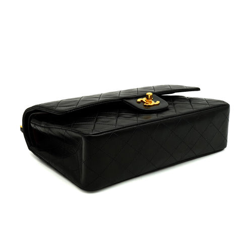 VINTEGE CHANEL CLASSIC FLAP MEDIUM CHAIN SHOULDER BAG BLACK LAMB SKIN GOLD HARDWARE 90338295