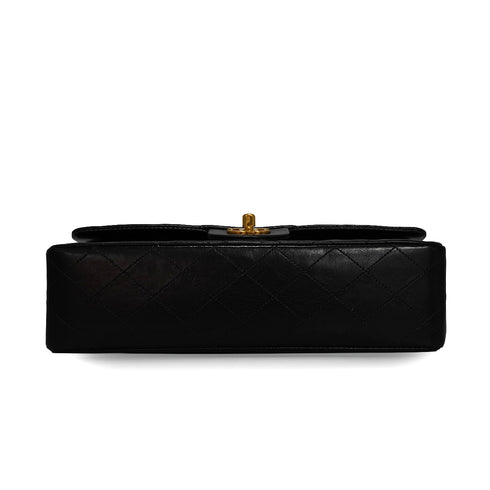 VINTEGE CHANEL CLASSIC FLAP MEDIUM CHAIN SHOULDER BAG BLACK LAMB SKIN GOLD HARDWARE 90338295